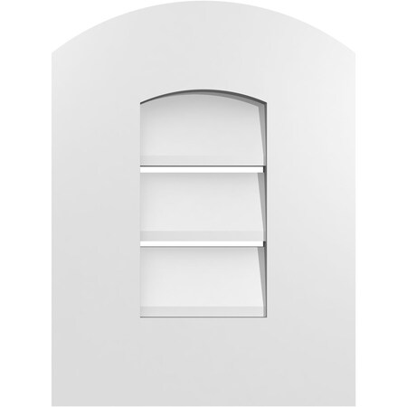 Ekena Millwork Arch Top Surface Mount PVC Gable Vent: Non-Functional, w/ 3-1/2"W x 1"P Standard Frame, 12"W x 14"H GVPAR12X1401SN